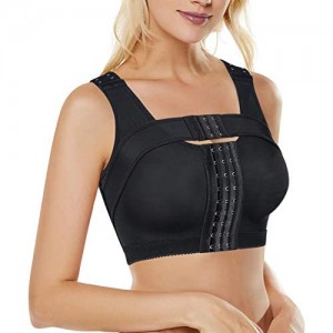 BRABIC Women’s Front Closure Bra Post-Surgery Posture Corrector Shaper Tops with Breast Support Band (Black XL)
