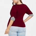 yazidan Fashion Damen Große Größe Oberteil Frauen Plus Size Square Neck Polka Dot Ribbons Empire-Taille T-Shirt Tee Bluse Tops