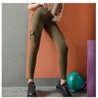 JINSUO Modische Fitness-Leggings mit Tasche Yoga-Hose dehnbar hohe Taille für Laufen Fitnessstudio Sport Damen Sport-Leggings (Farbe: Grau Größe: M)