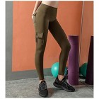 JINSUO Modische Fitness-Leggings mit Tasche Yoga-Hose dehnbar hohe Taille für Laufen Fitnessstudio Sport Damen Sport-Leggings (Farbe: Grau Größe: M)