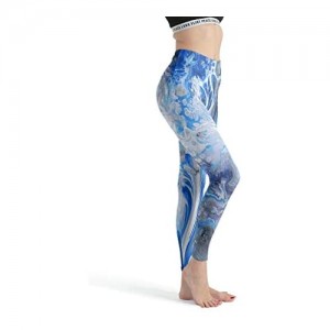 shenminqi Bequeme Leggings für Damen mit Marmorstruktur Bauchkontrolle Yogahose niedliche Capri-Strumpfhose für Fitnessstudio