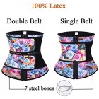 LBBL 100% Latex Taille Trainer Doppel Gürtel Body Shaper Fitness Taille Zipper Wear Abnehmen Gürtel Floral Korsett (Color : Double Belt Size : S)