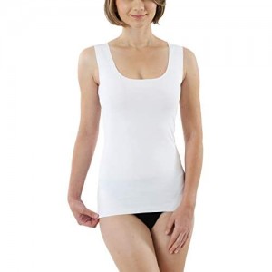 Albert Kreuz Damen Lasercut nahtlos Clean Cut Unterhemd ohne Arm aus Baumwolle Elastan weiß