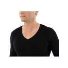 Albert Kreuz Herren Langarm-Unterhemd Bio-Baumwolle mit Elastan V-Ausschnitt schwarz