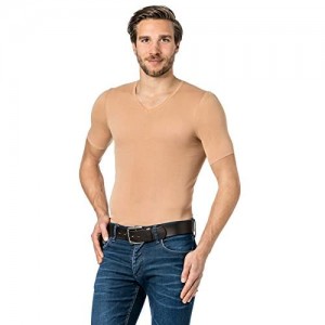 Hautfarbenes Unterhemd/Herrenunterhemd unsichtbar V-Ausschnitt Halbarmshirt Business Shirt 1/2 Arm Herren