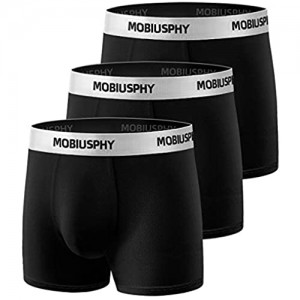 MOBIUSPHY Boxershorts Herren Baum-Wolle Unterhosen Männer Unterwäsche Basic Boxer Shorts Schwarz 3er Pack