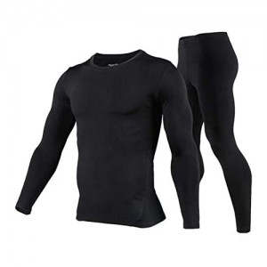 Atneato Mens Thermal Underwear Set - Cold Weather Thermal Long Johns & Winter Skiing Warm Top and Bottom Set (Black M.=US-S)