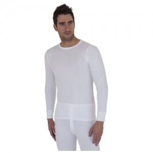 Herren Thermo-Unterhemd Thermo-T-Shirt langärmlig 50% Viskose (Brustumfang: 81-86 cm (Small)) (Weiß)