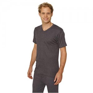 Octave® Thermounterwäsche für Herren: kurzärmeliges T-Shirt/Top mit V-Ausschnitt (4XL: Brustumfang: 56-58 Zoll Dunkelgrau)