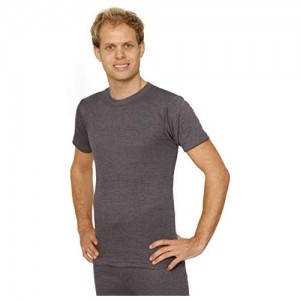 Octave® Thermounterwäsche für Herren: kurzärmeliges T-Shirt/Top/Unterhemd (M: Brustumfang: 36-38 Zoll Dunkelgrau)