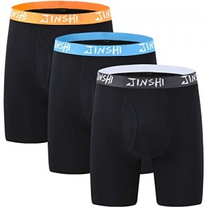 JINSHI Herren Bambus Lange Boxershorts Übergrößen Unterhosen Bodyfit mit Eingriff