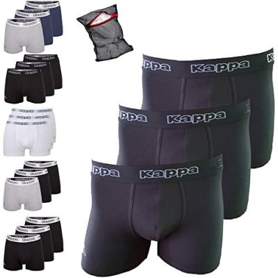 Kappa Herren Unterhosen Ziatec Edition mit Wäschenetz 3er - 9er Pack - Männer-Boxershorts Farbe:schwarz/grau Größe:3 Stück 3XL
