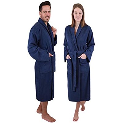 Betz Bademantel mit Schalkragen Madrid für Damen und Herren 100% Baumwolle Größen S-XXL Größe XL/blau