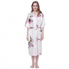 Cityoung Damen Kimono Morgenmantel aus Satin Bademantel Schlafanzug 3/4 arm