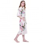 Cityoung Damen Kimono Morgenmantel aus Satin Bademantel Schlafanzug 3/4 arm