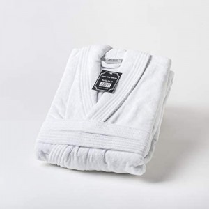 Musbury Fabrics Luxus-Bademantel für Hotel- und Spa-Qualität 400 g/m² 100 % Baumwolle Weiß (Velours-Bademantel mit weicher Haptik 450 g/m²)