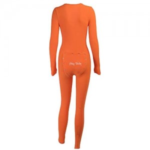 FOBEXISS Einteiliger Schlafanzug für Damen langärmelig sexy funktional mit Knopfleiste Einteiler Nachtwäsche