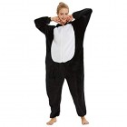 JXILY Tier Kostüm Einteiliger Damen Schlafanzug Cartoon Einteilige Pyjamas Schwarze Husky Männer und Frauen Bequem Warm Overall mit Kapuze Home