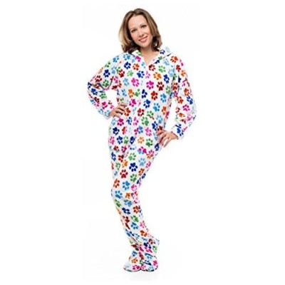 Kajamaz Hundepfoten Schlafoverall/Strampler/Schlafanzug/Einteiler/Pyjamas Für Erwachsene mit Füßen Mit Füßen Kapuze und Klappe