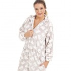 Schlafanzug-Overall mit Kaupuze - weicher Fleece - Grau mit weißem Bärenmuster