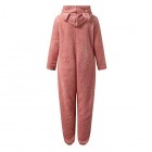 SHINEHUA Damen Schlafanzug Jumpsuit Teddy Fleece Reißverschluss Einteiler Overall mit Kapuze Warme Weich Flauschig Onesie Pyjama