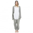ZHHAOXINPA Erwachsene Damen/Herren Cartoon Kostüm- Jumpsuit Overall Schlafanzug Pyjamas Einteiler Grau Seehund