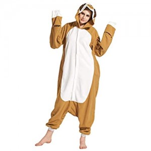 ZHHAOXINPA Faultier Kostüm-Anzug Onesie/Jumpsuit Einteiler Body für Erwachsene Damen Herren als Pyjama oder Schlafanzug Unisex