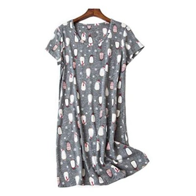 Nachthemd Damen Nachtwäsche Baumwolle Lose Sleepshirt Kurzarm Sexy Schlafshirt Nachtkleid große größe Kleid