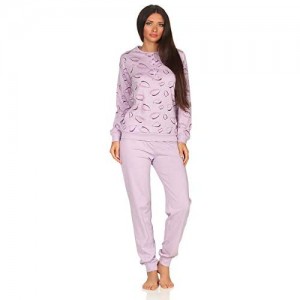 Damen Pyjama Schlafanzug Langarm mit Bündchen und Knopfleiste am Hals - 291 201 90 191