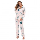 MINTLIMIT Damen Pyjama Set Baumwolle Schlafanzug Lang Nachtwäsche Langarm Oberteil mit Knopfleiste und Hose Hausanzug Sleepwear Lounge Sets