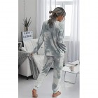 Spec4Y Pyjama Damen Zweiteilige Nachtwäsche Tie Dye Druck Langarm Oberteil Lang Hose Schlafanzug Loungewear mit Taschen