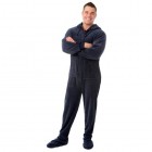 Big Feet Pajama Co. Marineblau Plüsch Fleece Unisex Hoodie Onesie Fuß Schlafanzüge Für Männer & Frauen