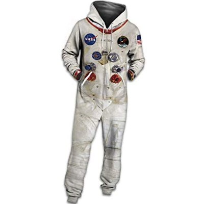 FGVBWE4R Neuer Unisex Hoodie 3D NASA Printed Jumpsuit Hoodie mit Tunnelzug-Reißverschluss-Overall Jugend-Astronauten-Kleidungs-beiläufiger Pyjama