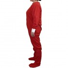 Funzee Jumpsuit mit Füßen Onesie Overall Hausanzug Einteiler Strampler Trainingsanzug Pyjama Rot L