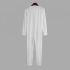 QPRER Frühlings- Und Herbst-Herrenpyjamas Einteiliger Home Service Einfarbiger Langärmeliger Bequemer Knopf Lässiger Einteiliger Pyjama Weiß