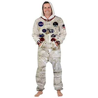 XiaoHeJD Overall NASA Astronaut Space Suit Party Lässig Big Pocket Home Pyjamas Kordelzug Hooded Jumpsuit