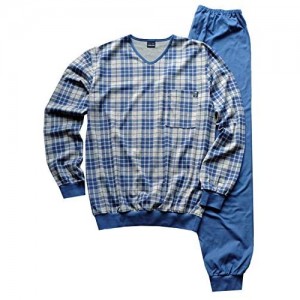 Ammann Schlafanzug Pyjama Langarm 30202 186 blau/grau Karo