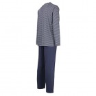 Ceceba Herren Pyjama Schlafanzug Oberteil und Hose - Langarm Baumwolle Single Jersey blau gestreift