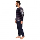 Eleganter Herren Frottee Pyjama Schlafanzug mit Bündchen - Streifenoptik - 291 101 13 787