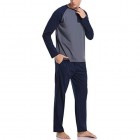 Hawiton Schlafanzug Herren lang Zweiteiliger Pyjamas Rundhals Baumwolle Nachtwäsche Sleepwear für Männer