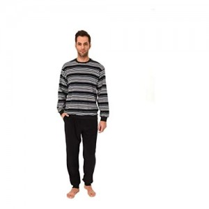 Herren Frottee Schlafanzug Pyjama lang mit Bündchen - auch in Übergrösse erhältlich - 59672