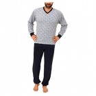 Herren Frottee Schlafanzug Pyjama lang mit Bündchen - auch in Übergrössen erhätlich 59673