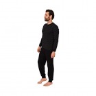 Herren Schlafanzug Pyjama Langarm mit Rundhals und Bündchen Minimal-Print 66624 Farbe:schwarz Größe:54