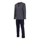 TOM TAILOR Herren Pyjama Schlafanzug Shirt und Hose Langarm Baumwolle Single Jersey blau gestreift