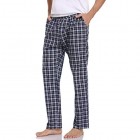 Aibrou Herren Schlafanzughose Lang Pyjamahose Kariert Freizeithose aus Baumwolle Nachtwäsche Hose mit Elastischer Taille Loungewear für Herren