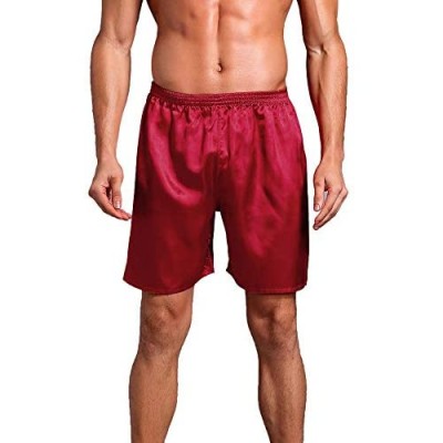 Heflashor Herren Pyjamahose Seide Schlafhose Unterwäsche Schlafanzughose Unterhemd Kurz Over-Size locker Shorts Dünn Atmungsaktive