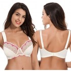 Curve Muse Plus Size Minimizer Underwire Bra with Lace Embroidery-2 Pack-Blue Haze LT PINK-34DDDD
