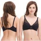 Curve Muse Women\'s Plus Size Minimizer Unlined Underwire Bra with Floral Lace-3PK-BLACK Peach GREEN-46DDDD