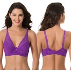 Curve Muse Women\'s Plus Size Minimizer Unlined Underwire Full Coverage Bra-3PK-MINT Purple TEAL-46DDDD