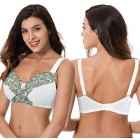 Curve Muse Women\'s Plus Size Minimizer Wireless Unlined Bra with Embroidery Lace-2Pack-BUTTERMILK SERENITY-48DDDD